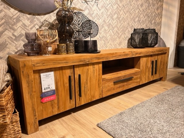 Travi-bw 14950 tv-meubel 4d+1l+ov teak black wsh