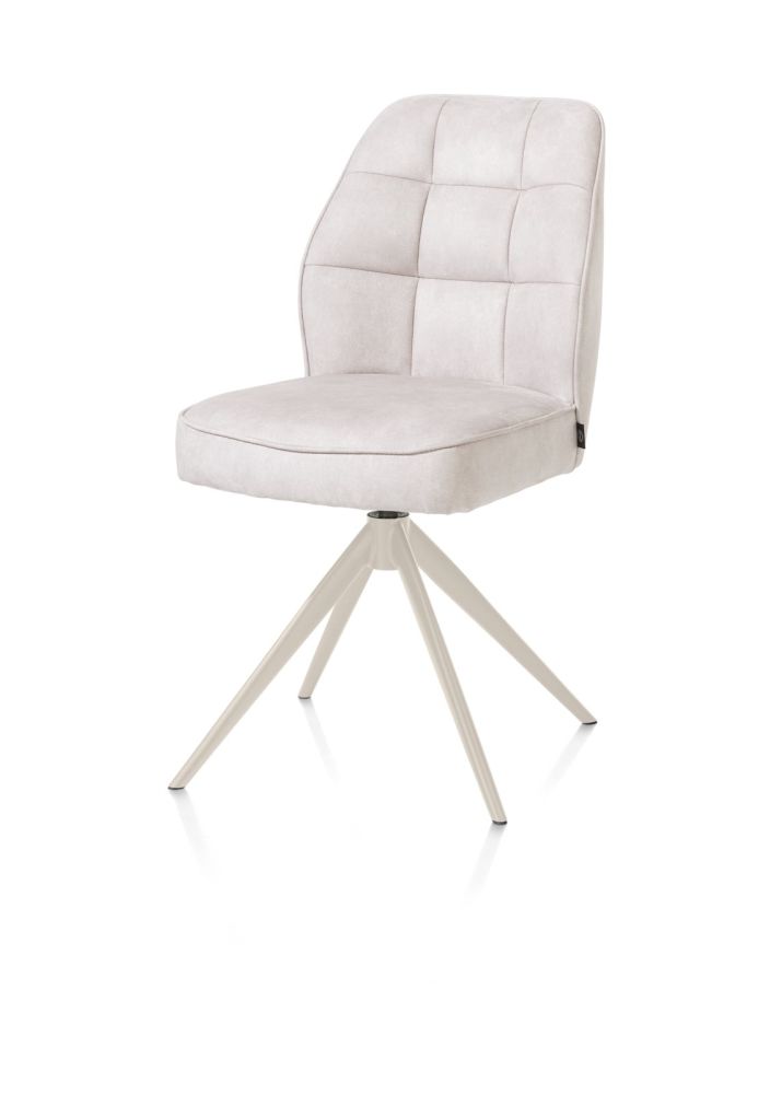 Bell, eetkamerstoel - creme frame - draaibaar - pocket - stof Calabria - Kiezel