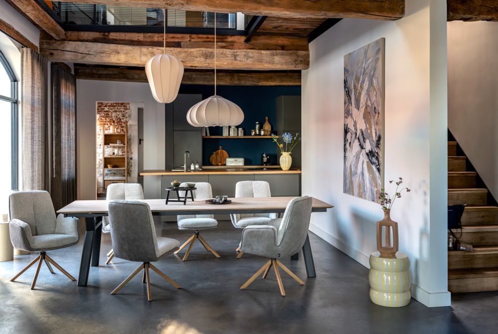 Theros, armstoel 4-poots zwart frame met relaxsysteem - draaibaar - stof Oregon/Sevilla - bei - beige
