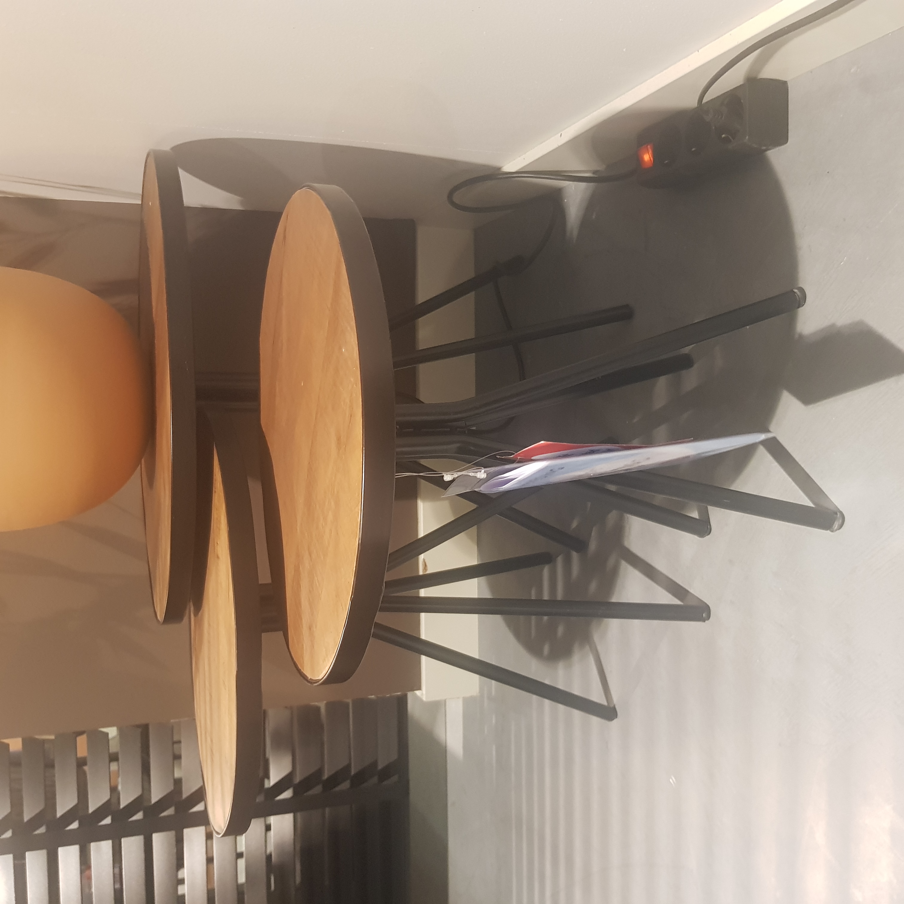 Chiva bijzettafel set van 3, houten blad bruin