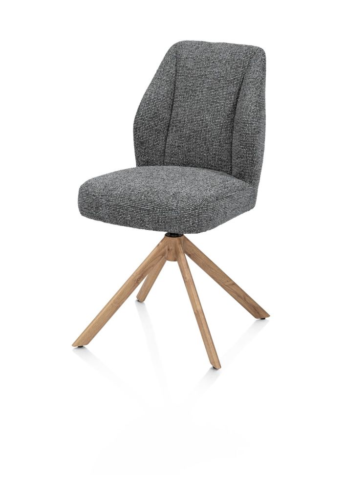 Baya, eetkamerstoel - draaibaar - naturel - pocketvering - stof Sevilla - Antraciet