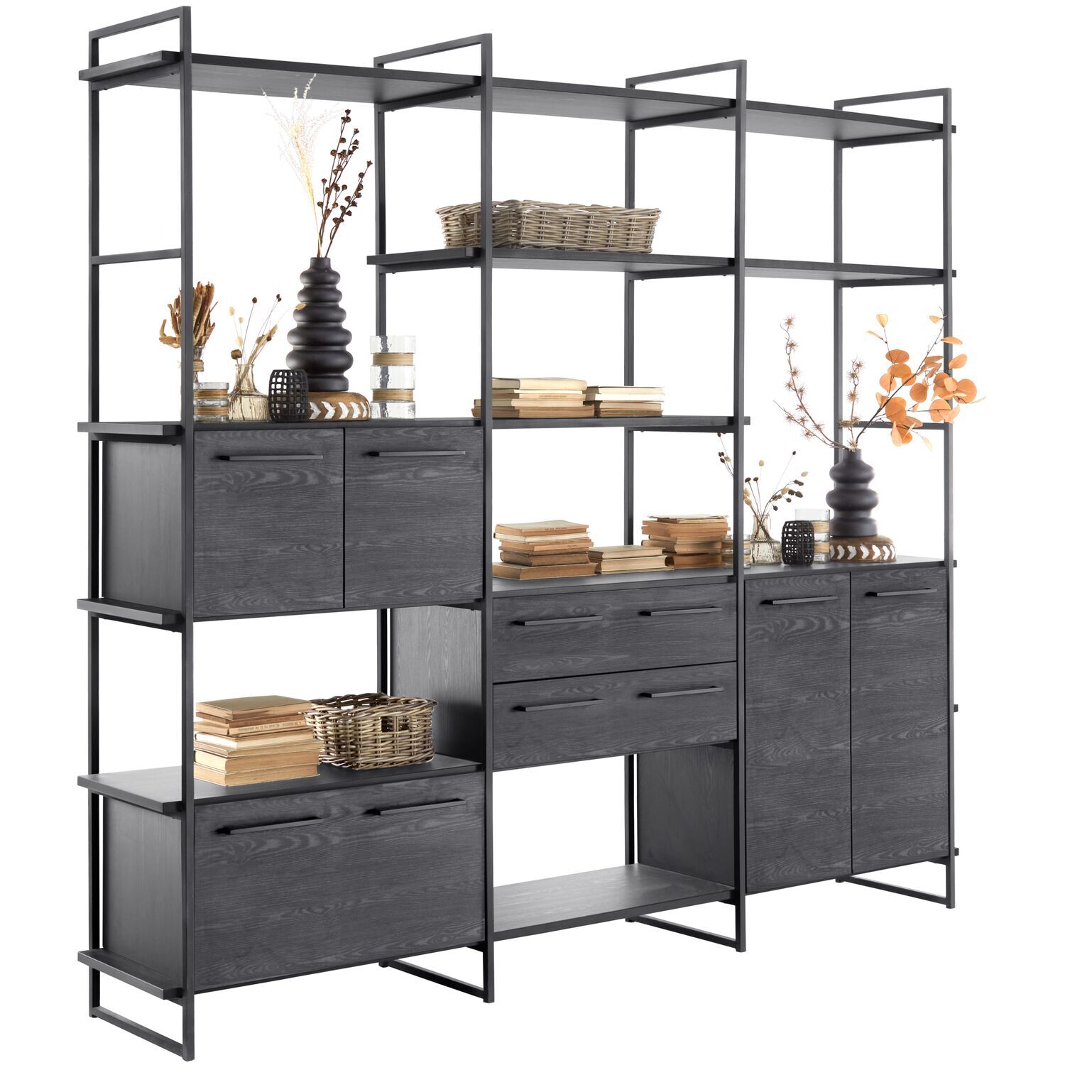 Wandkast Sistema 226x244x45 cm zwart