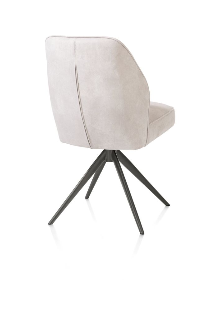 Bell, eetkamerstoel - graphiet frame - draaibaar - pocket - stof Calabria - Kiezel