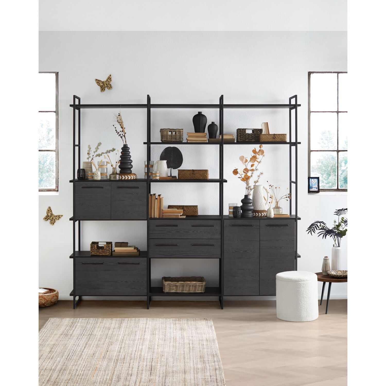 Wandkast Sistema 226x244x45 cm zwart