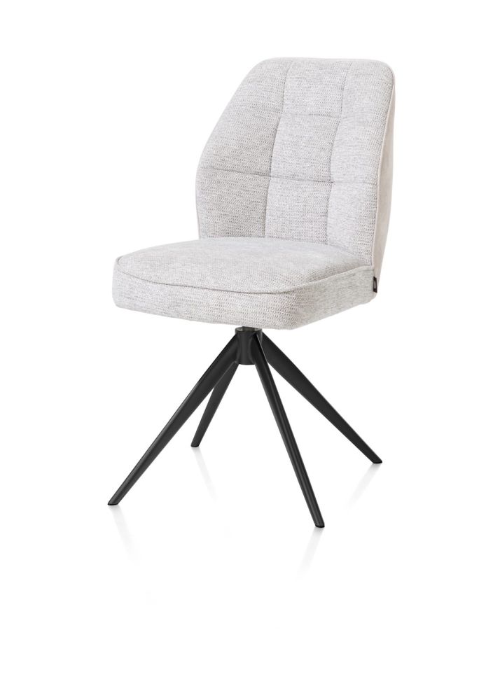 Bell, eetkamerstoel - rough off black frame - draaibaar - pocket - combi Calabria / Vada - Kiezel
