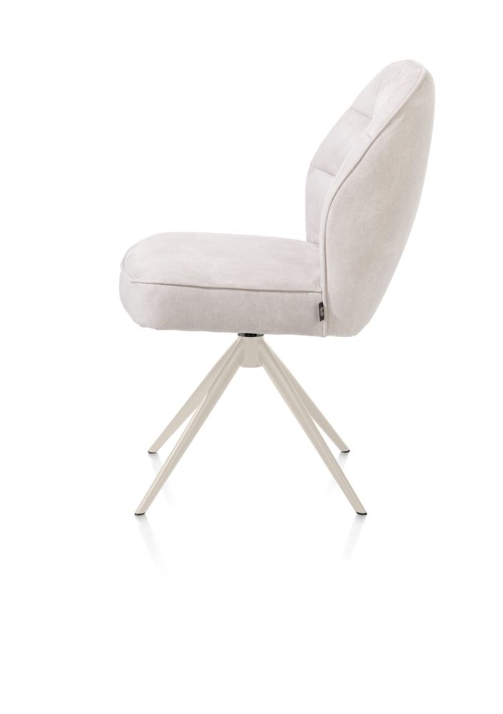Bell, eetkamerstoel - creme frame - draaibaar - pocket - stof Calabria - Kiezel