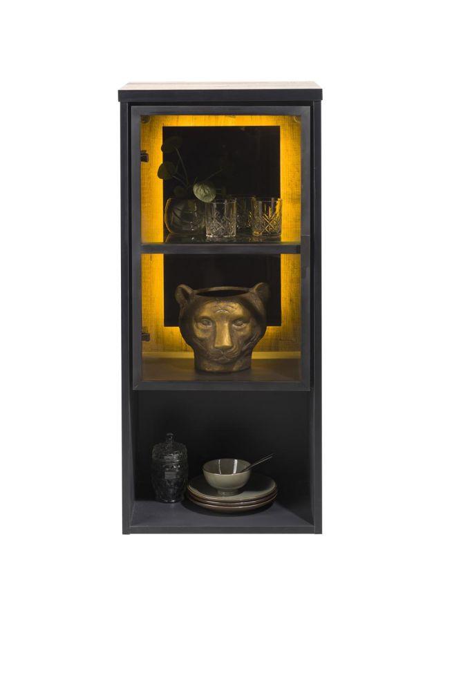 Avalon, hang- en staand mogelijk - element 45 cm - 1-glasdeur +1-niche (+ LED) - Driftwood