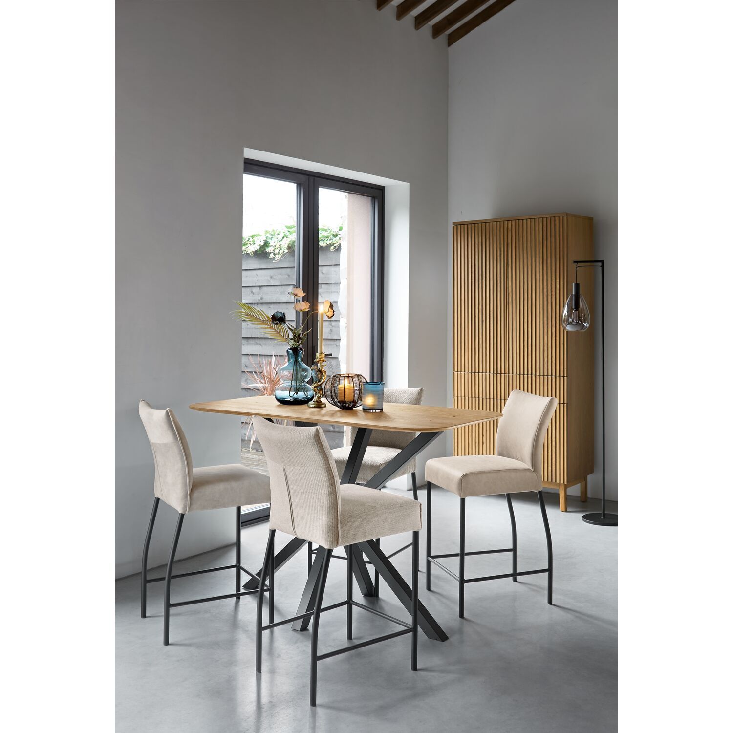Barkruk Sessione microvezel beige