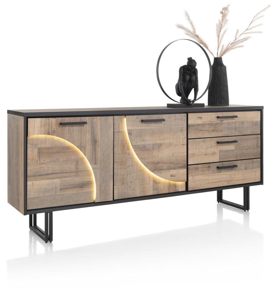 Avalon, Dressoir 200 Cm - 2-Deuren + 3-Laden (+ LED) - Driftwood Avalon, Dressoir 200 Cm - 2-Deuren + 3-Laden (+ LED) - Driftwood