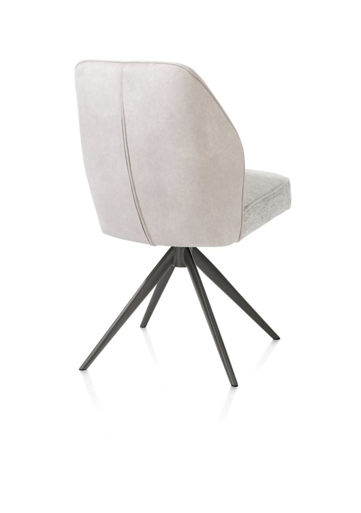 Bell, eetkamerstoel - graphiet frame - draaibaar - pocket - combi Calabria / Vada - Kiezel