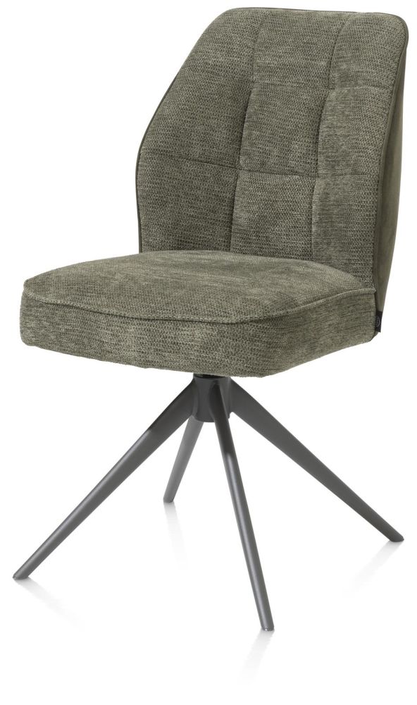 Bell, eetkamerstoel - graphiet frame - draaibaar - pocket - combi Calabria / Vada - mosgroen