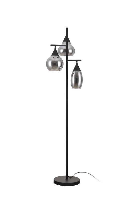 Vloerlamp zwart smoke glas 3-lichts - Lungo