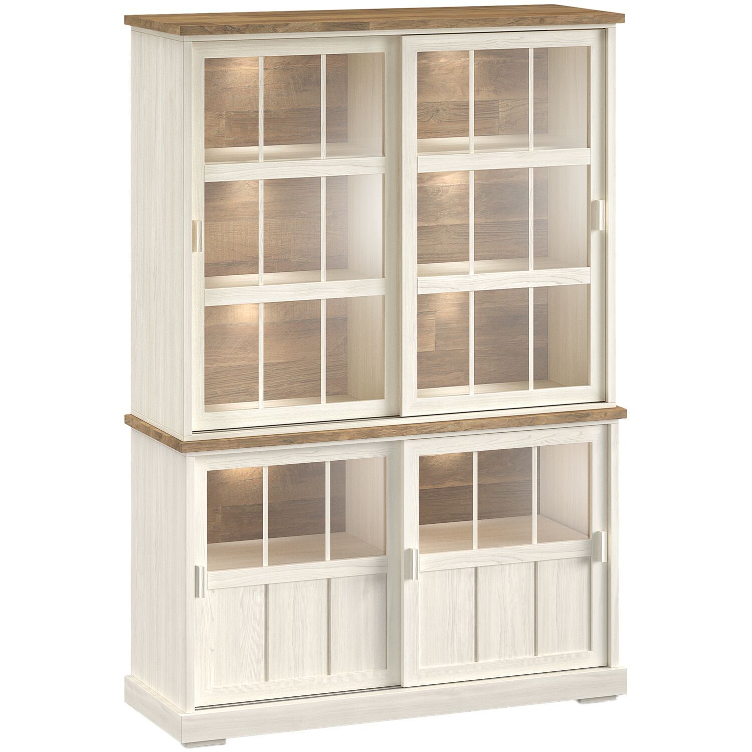 Vitrinekast Eldora 210x143x50 cm 4 glazen schuifdeuren