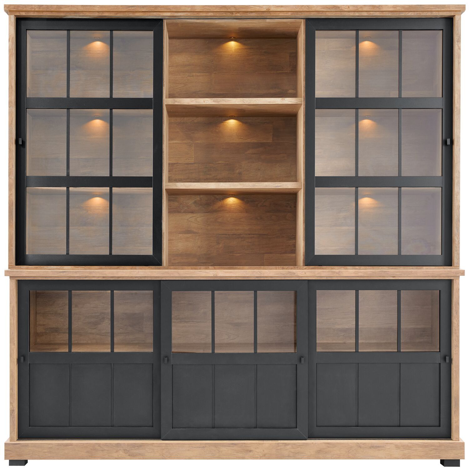 Vitrinekast Ladonia 210x209x50 cm 5 glazen schuifdeuren