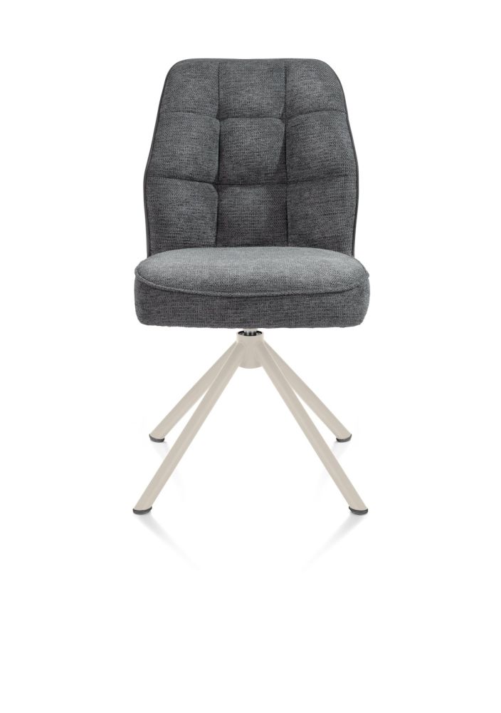 Bell, eetkamerstoel - creme frame recht - draaibaar - pocket - combi Calabria/Vada