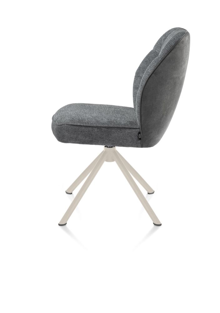 Bell, eetkamerstoel - creme frame recht - draaibaar - pocket - combi Calabria/Vada