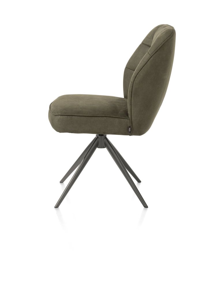 Bell, eetkamerstoel - graphiet frame - draaibaar - pocket - stof Calabria - mosgroen