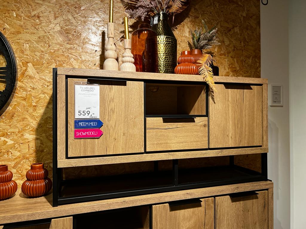 Cornedo tv-meubel klein 2dr, 1la, 1ov natur decor