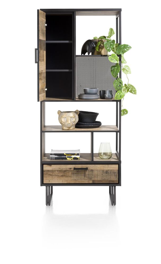 Avalon, boekenkast 80 cm - 1-deur + 1-lade + 5-niches - Driftwood Avalon, boekenkast 80 cm - 1-deur + 1-lade + 5-niches - Driftwood