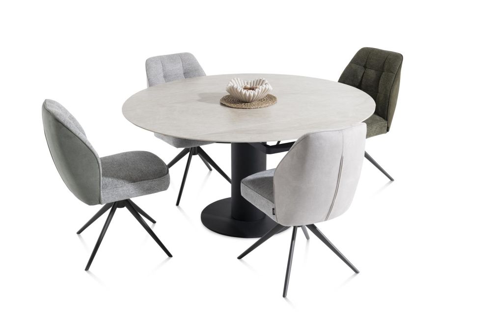 Bell, eetkamerstoel - graphiet frame - draaibaar - pocket - combi Calabria / Vada - mosgroen
