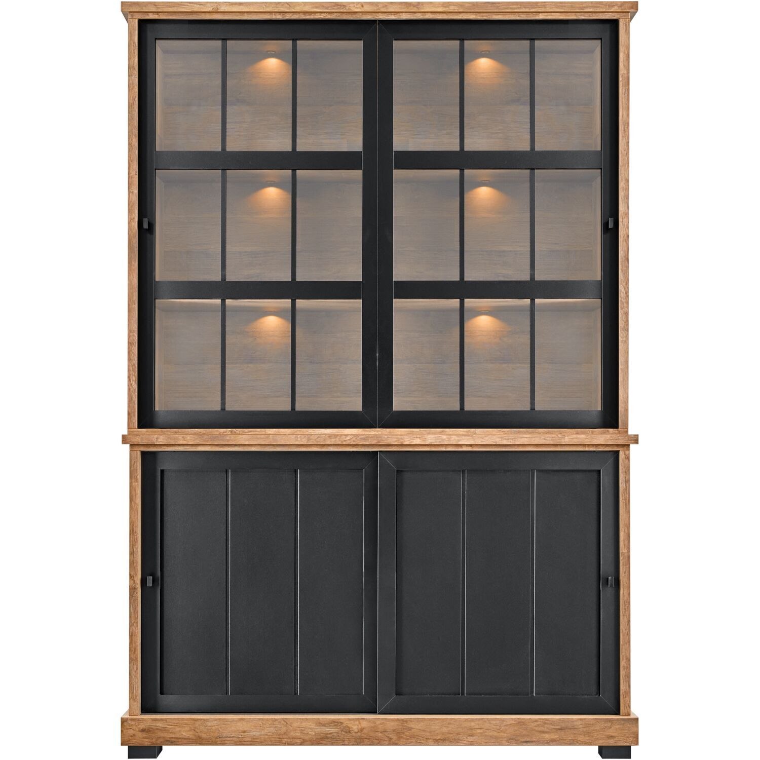 Vitrinekast Ladonia 210x143x050 cm 4 schuifdeuren