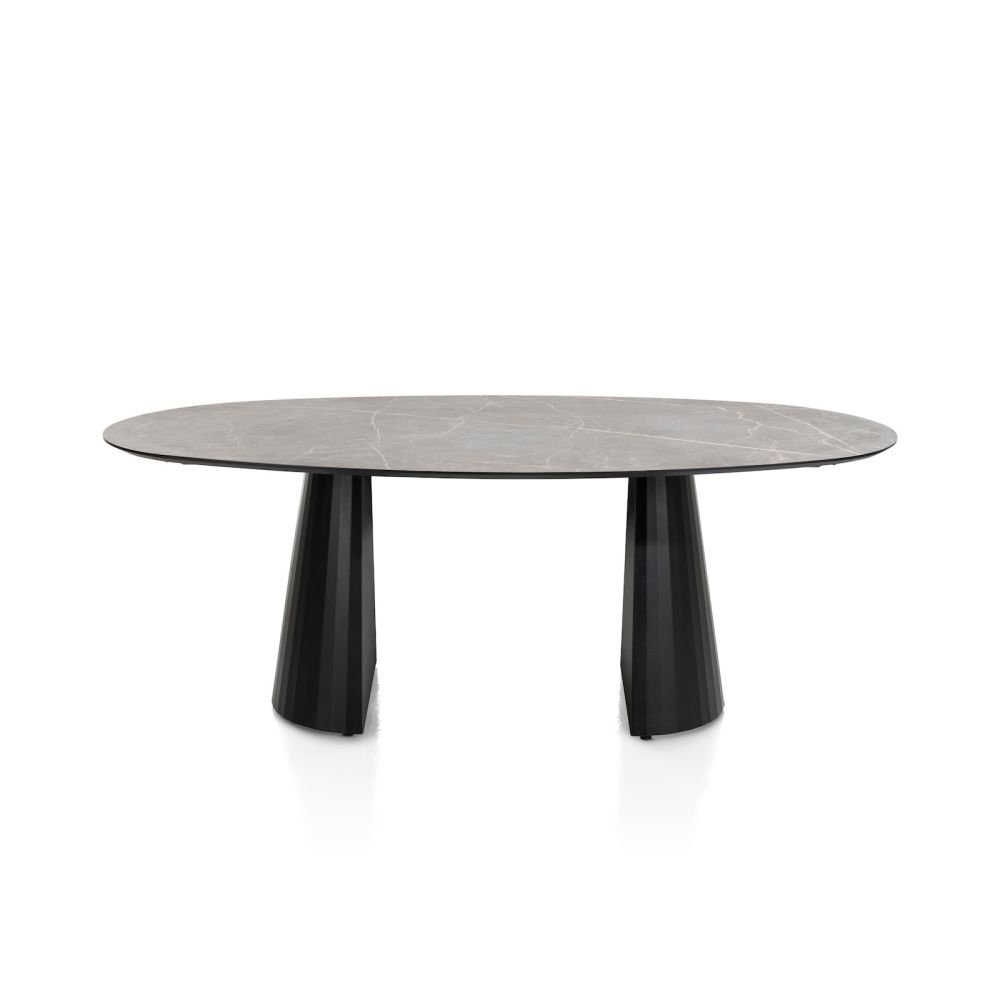 Arabax, eetkamertafel - ellips - 210 x 120 cm - Lichtgrijs