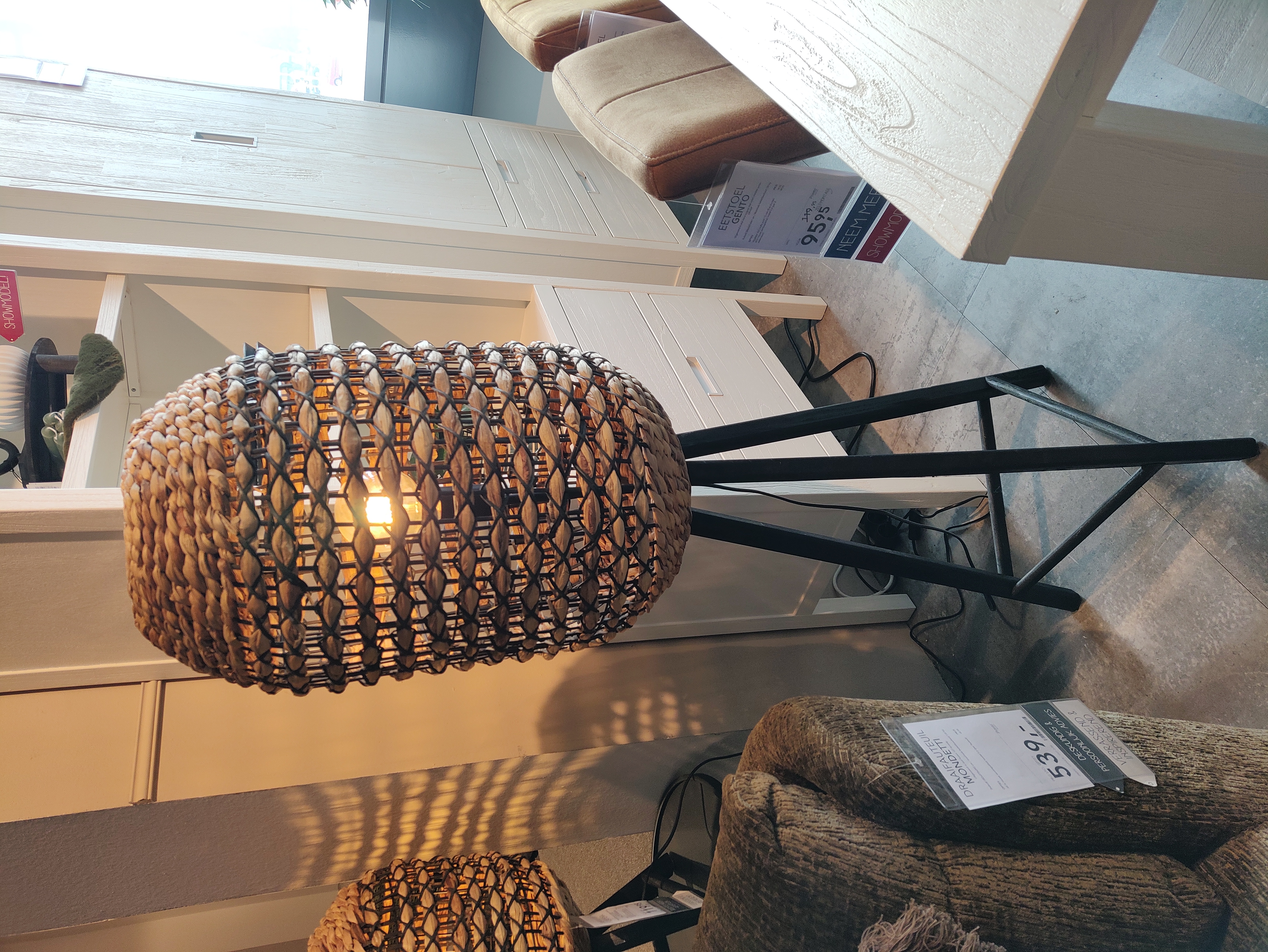 Capena 1862412 vloerlamp rotan naturel+zwart