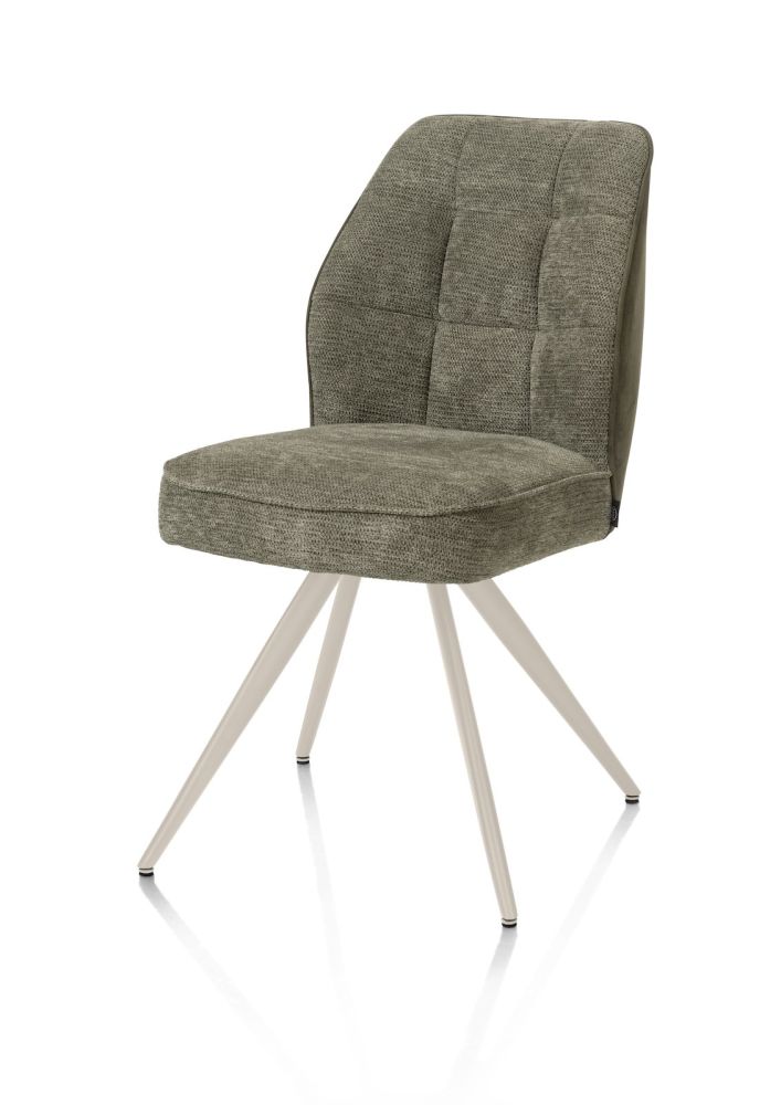 Bell, eetkamerstoel - creme frame - pocket - combi Calabria/Vada - mosgroen