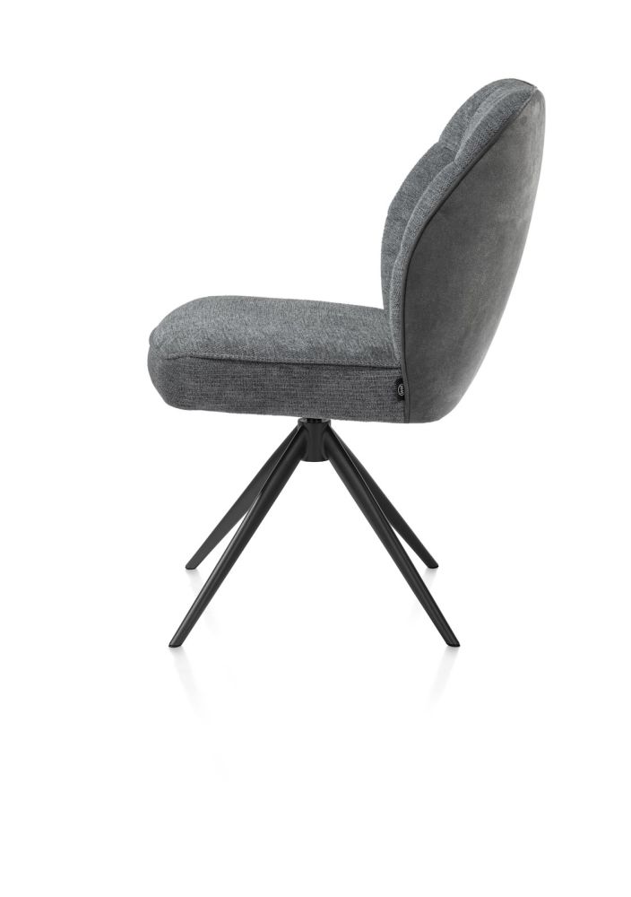 Bell, eetkamerstoel - rough off black frame - draaibaar - pocket - combi Calabria / Vada - Antraciet