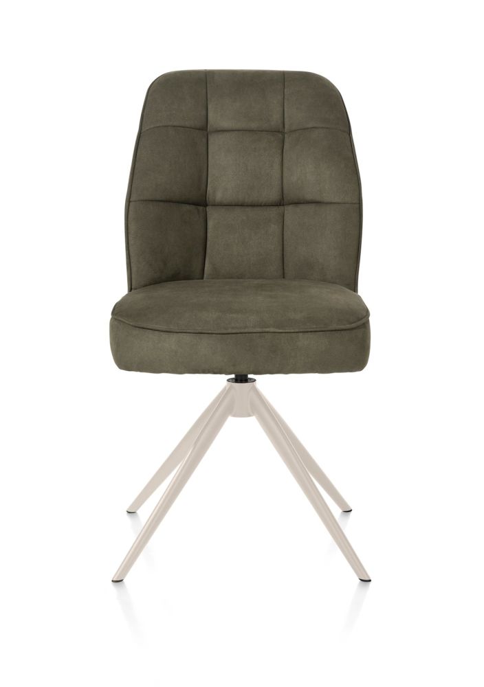 Bell, eetkamerstoel - creme frame - draaibaar - pocket - stof calabria - mosgroen