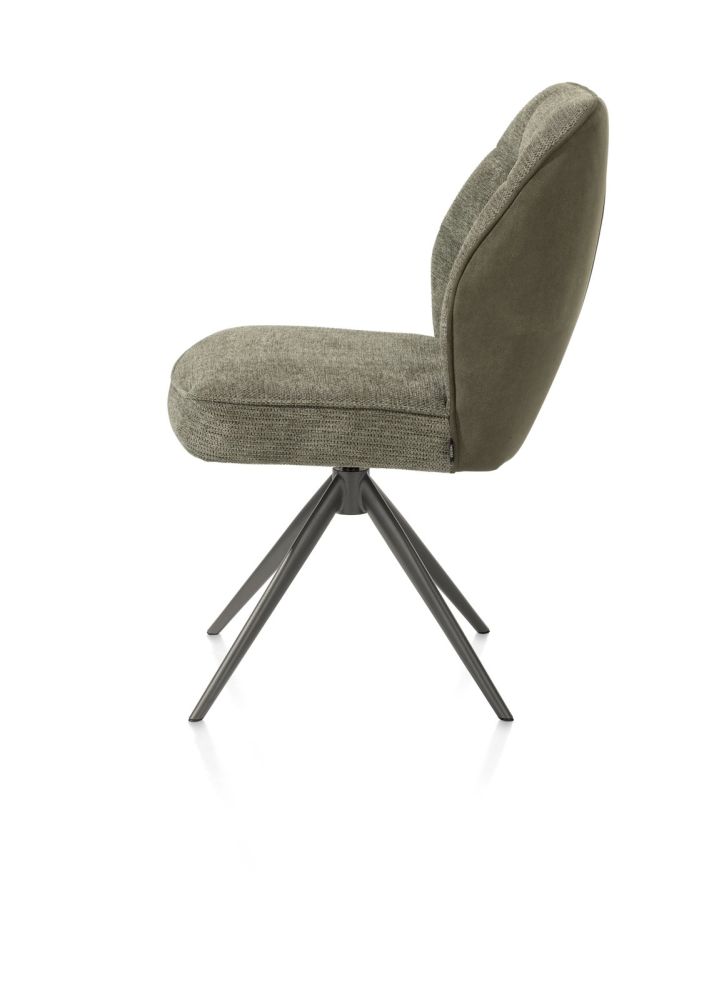 Bell, eetkamerstoel - graphiet frame - draaibaar - pocket - combi Calabria / Vada - mosgroen