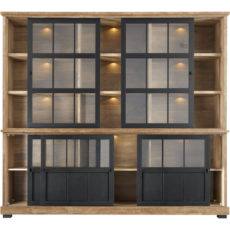 Vitrinekast Ladonia 210x233x50 cm 5 glazen schuifdeuren