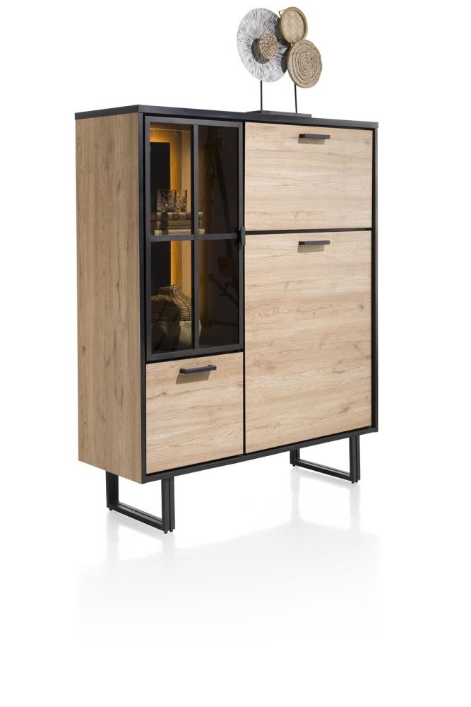 Avalon, highboard 120 cm - 2-deuren + 1-glasdeur + 1-klep (+ LED) - natural Avalon, highboard 120 cm - 2-deuren + 1-glasdeur + 1-klep (+ LED) - natural