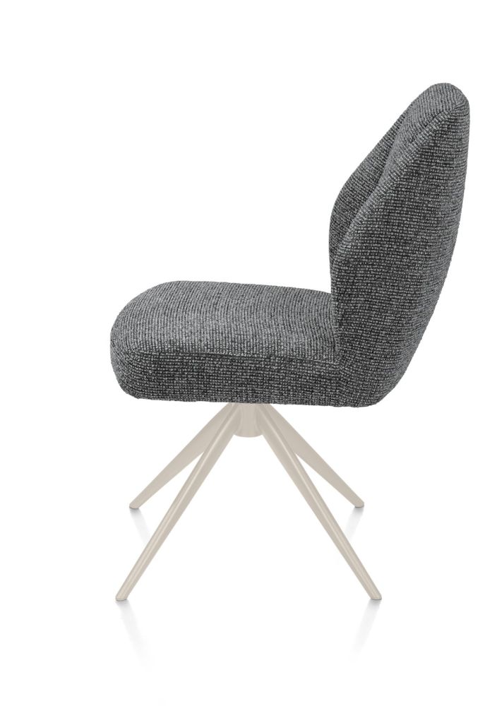 Baya, eetkamerstoel - crème - pocketvering - stof Sevilla - Antraciet