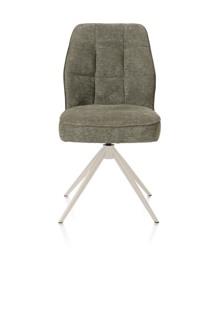 Bell, eetkamerstoel - creme frame - draaibaar - pocket - Calabria/Vada - mosgroen