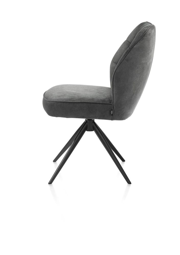 Bell, eetkamerstoel - rough off black frame - draaibaar - pocket - stof Calabria - Antraciet