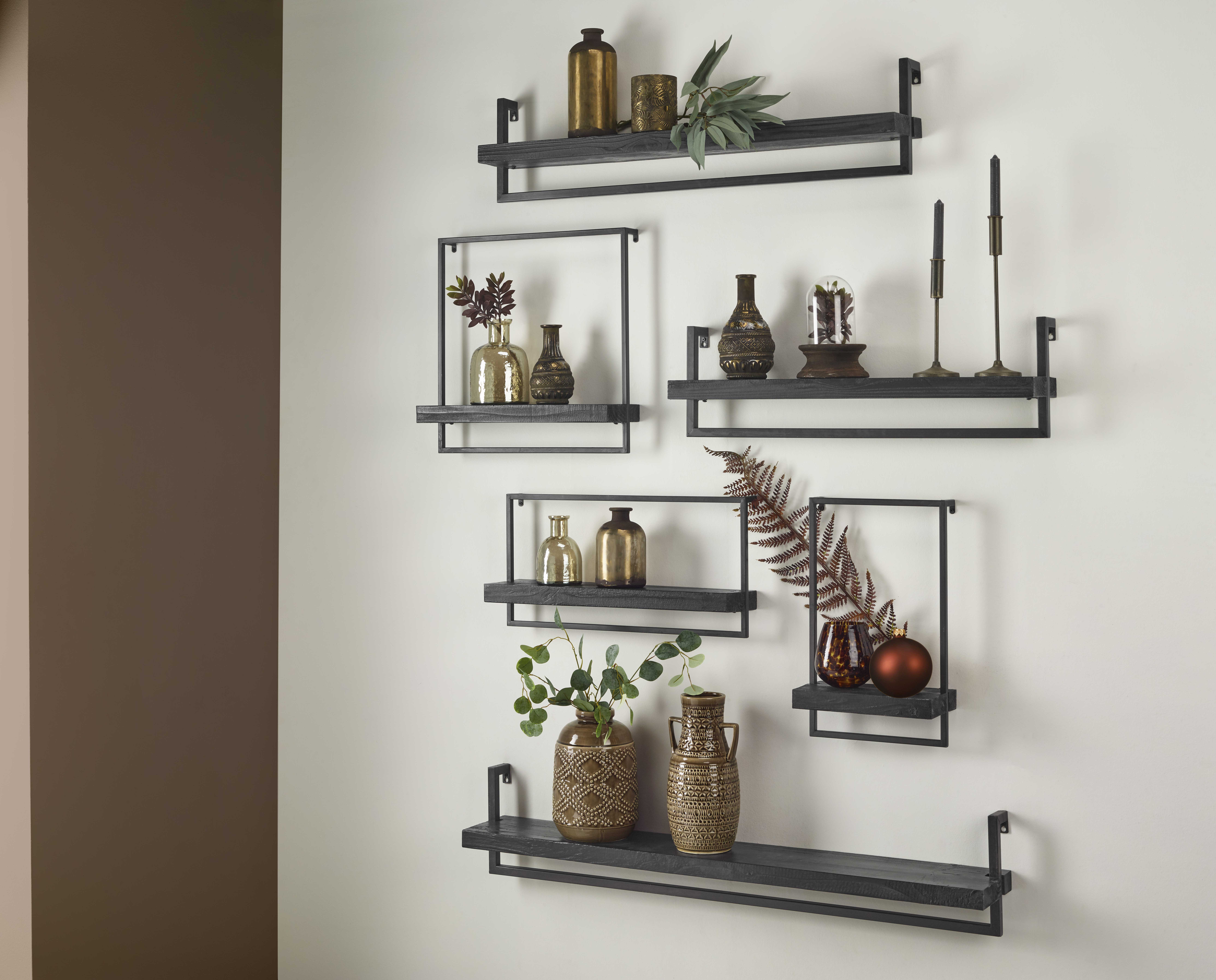 Pardal; industriële wandplankenserie, zwart - 60CM