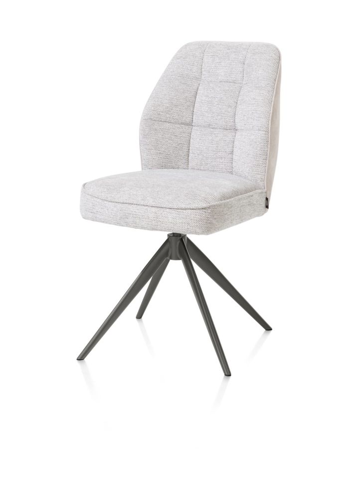 Bell, eetkamerstoel - graphiet frame - draaibaar - pocket - combi Calabria / Vada - Kiezel