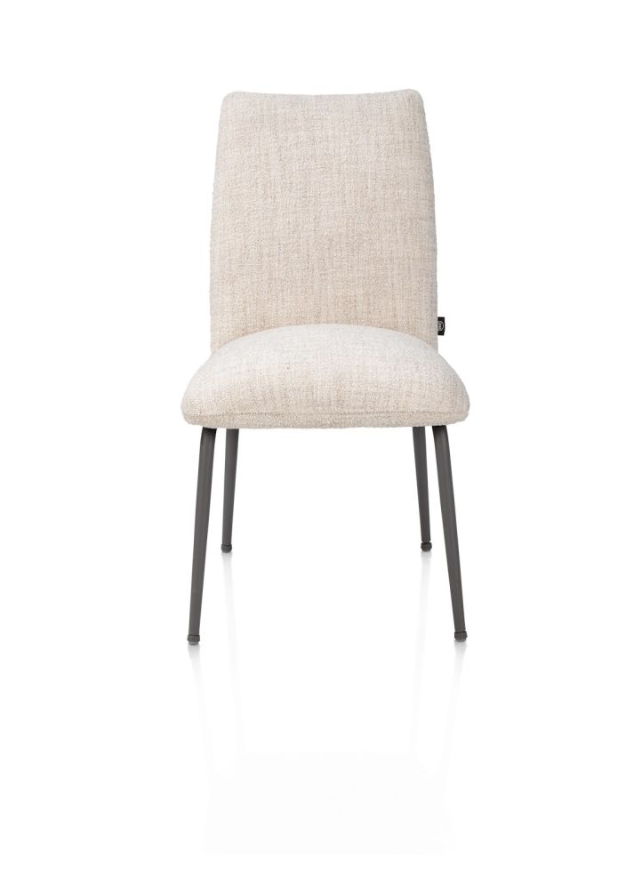 Bovina, eetkamerstoel - stof Luton + nosag - frame grafiet - Creme