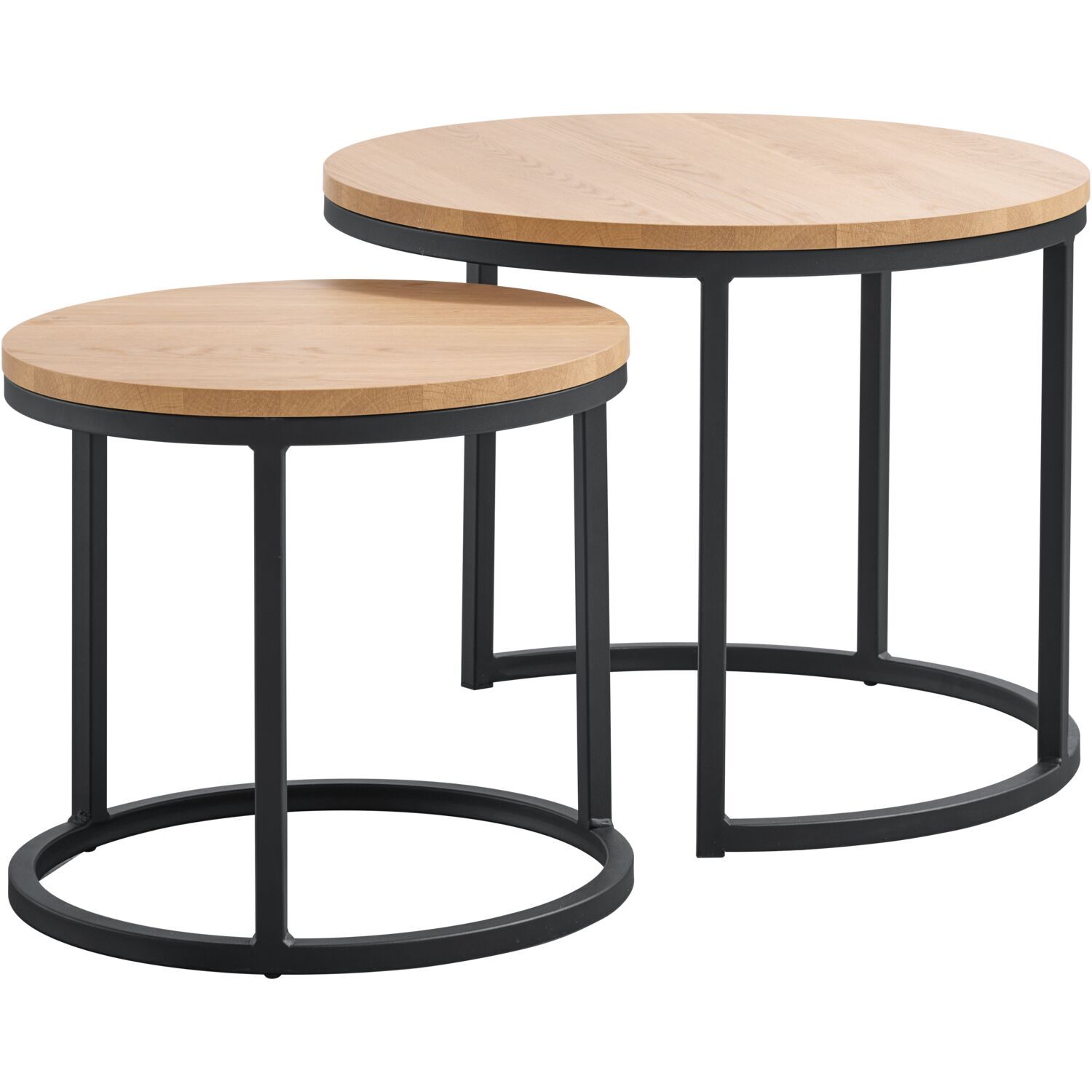 Bijzettafelset Budrio lichtbruin 45 en 60 cm rond