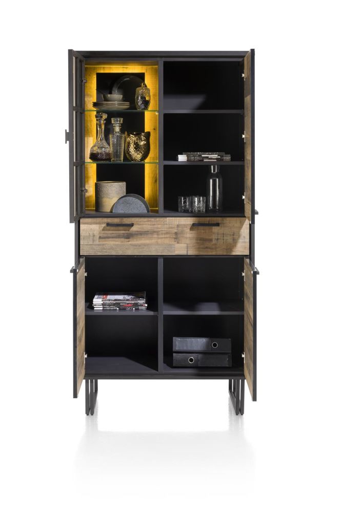 Avalon, bergkast 96 cm - 3-deuren + 1-lade + 1-glasdeur (+ LED) - Driftwood Avalon, bergkast 96 cm - 3-deuren + 1-lade + 1-glasdeur (+ LED) - Driftwood