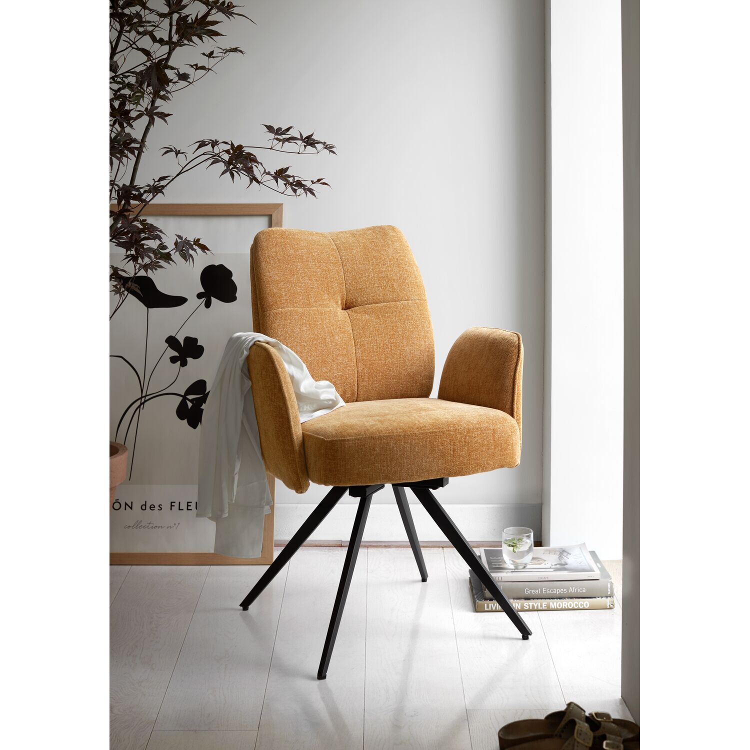 Eetkamerstoel Anmore draaibaar geel