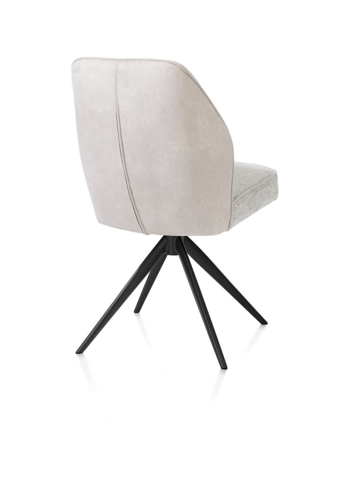 Bell, eetkamerstoel - rough off black frame - draaibaar - pocket - combi Calabria / Vada - Kiezel