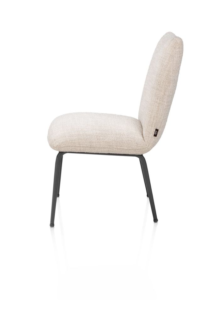 Bovina, eetkamerstoel - stof Luton + nosag - frame grafiet - Creme