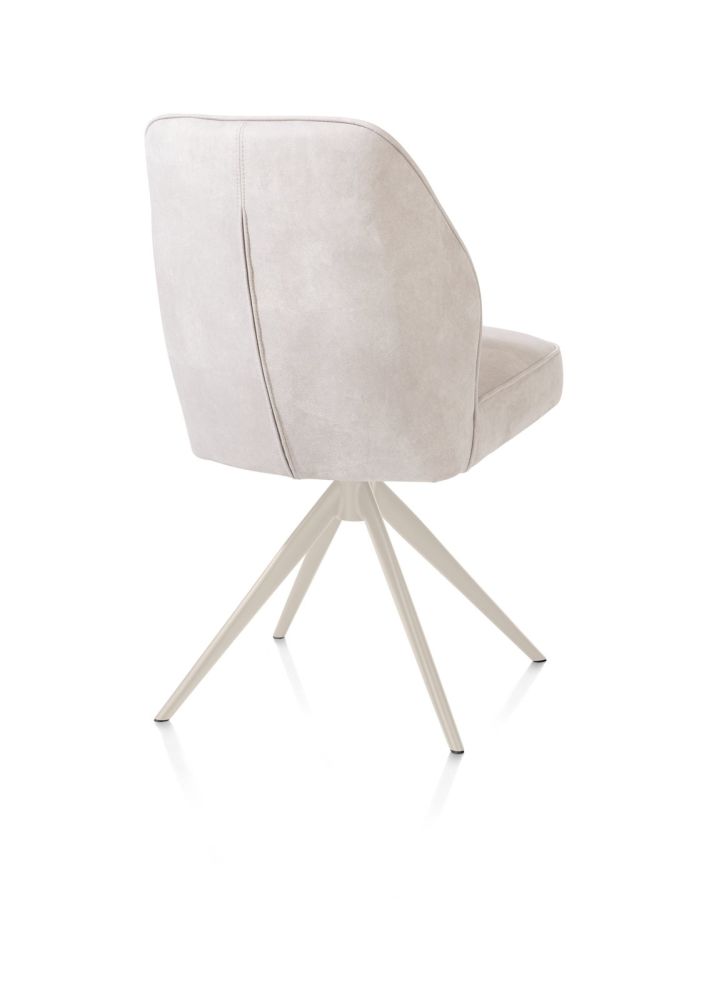 Bell, eetkamerstoel - creme frame - draaibaar - pocket - stof Calabria - Kiezel