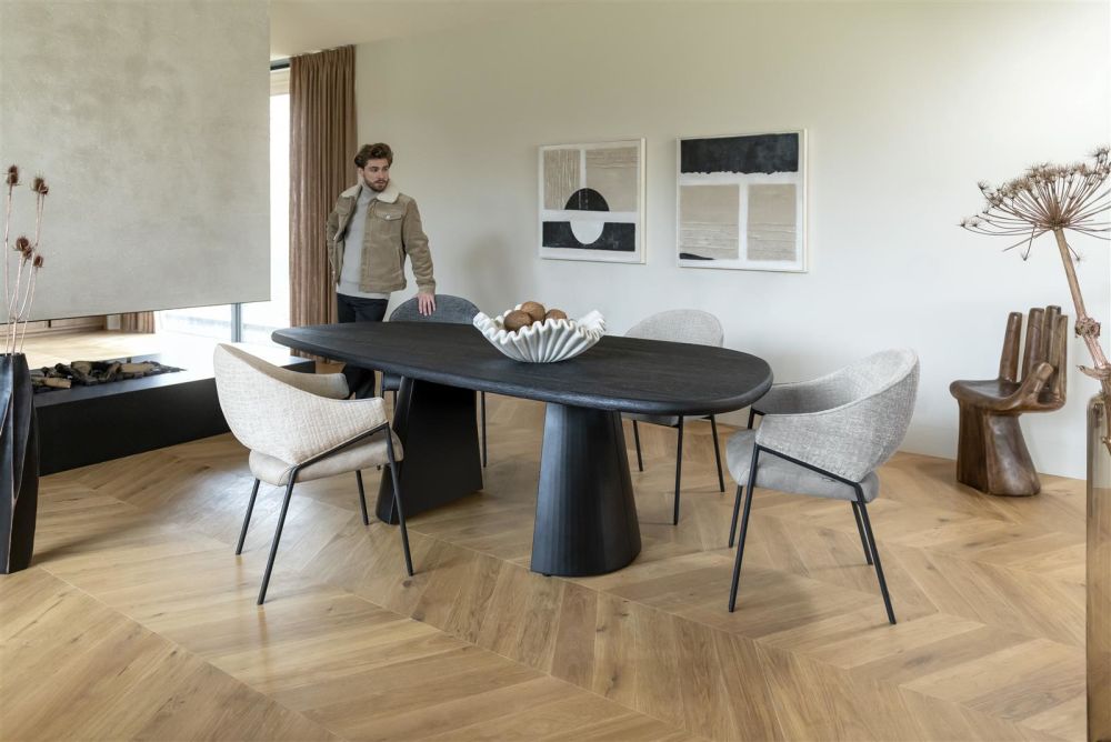Arawood, eetkamertafel - teardrop - 210x120cm - zwart Arawood, eetkamertafel - teardrop - 210x120cm - zwart