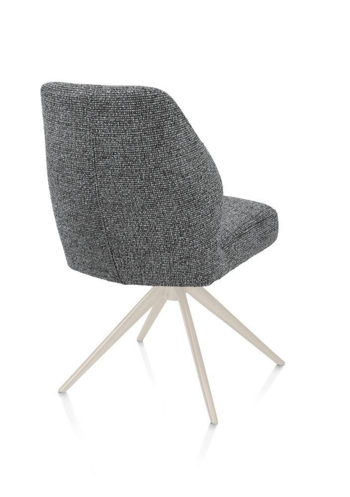 Baya, eetkamerstoel - crème - pocketvering - stof Sevilla - Antraciet