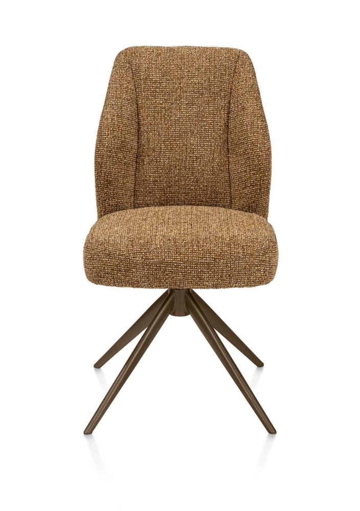 Baya, eetkamerstoel - draaibaar - steelbrown - pocketvering - stof Sevilla - Okergeel