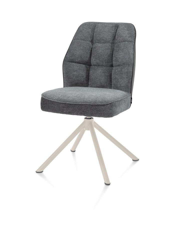 Bell, eetkamerstoel - creme frame recht - draaibaar - pocket - combi Calabria/Vada