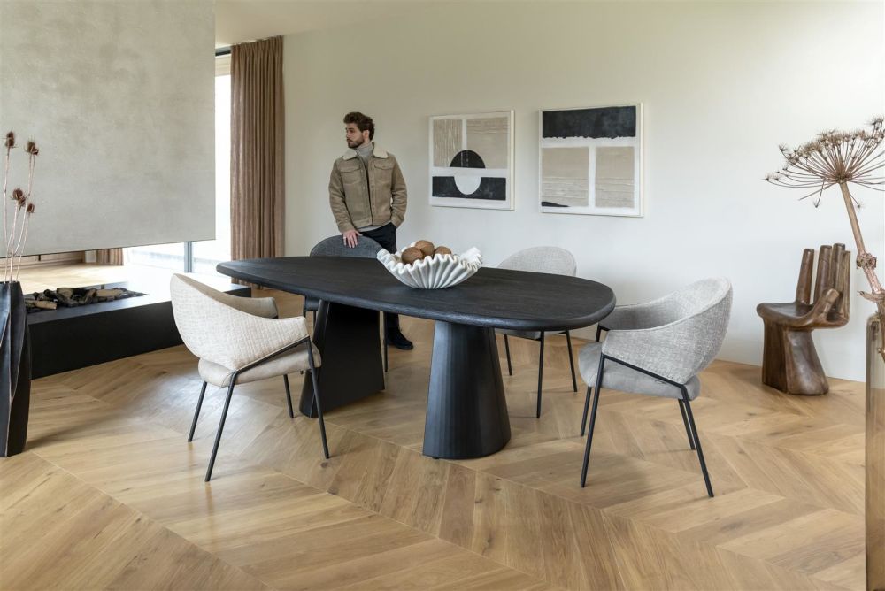 Arawood, eetkamertafel - teardrop - 210x120cm - zwart Arawood, eetkamertafel - teardrop - 210x120cm - zwart